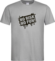 Grijs T shirt met  " No Risk No Fun " print Zwart size L
