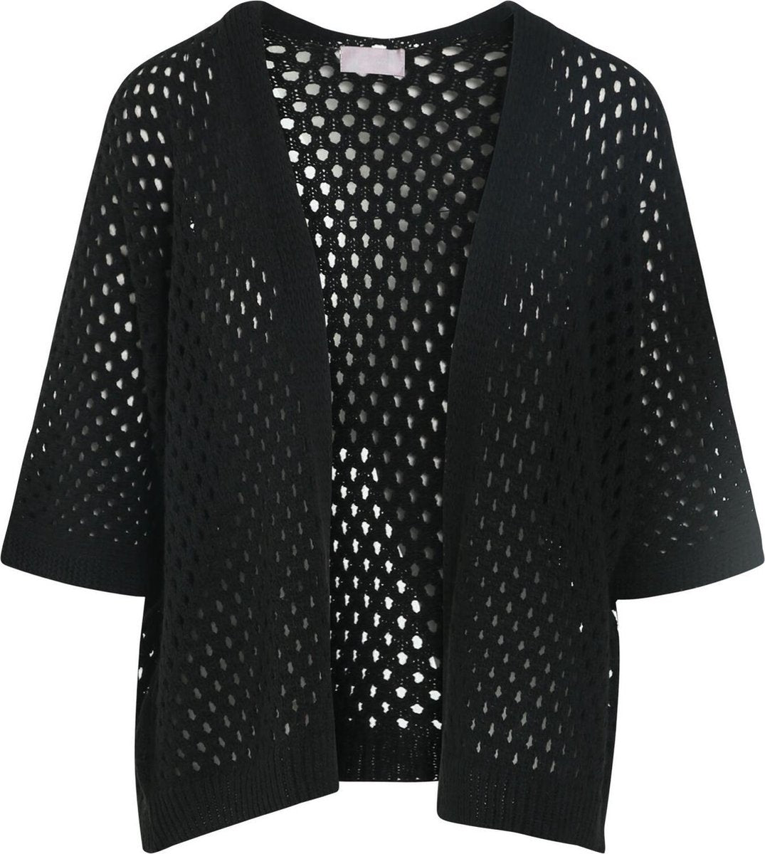 Cassis - Cardigan in opengewerkt tricot - Zwart