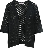 Cassis - Cardigan in opengewerkt tricot - Zwart