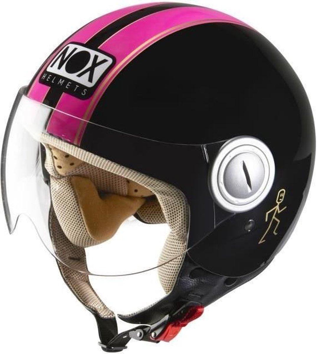 NOX N210 Roze Fluo zwarte jethelm