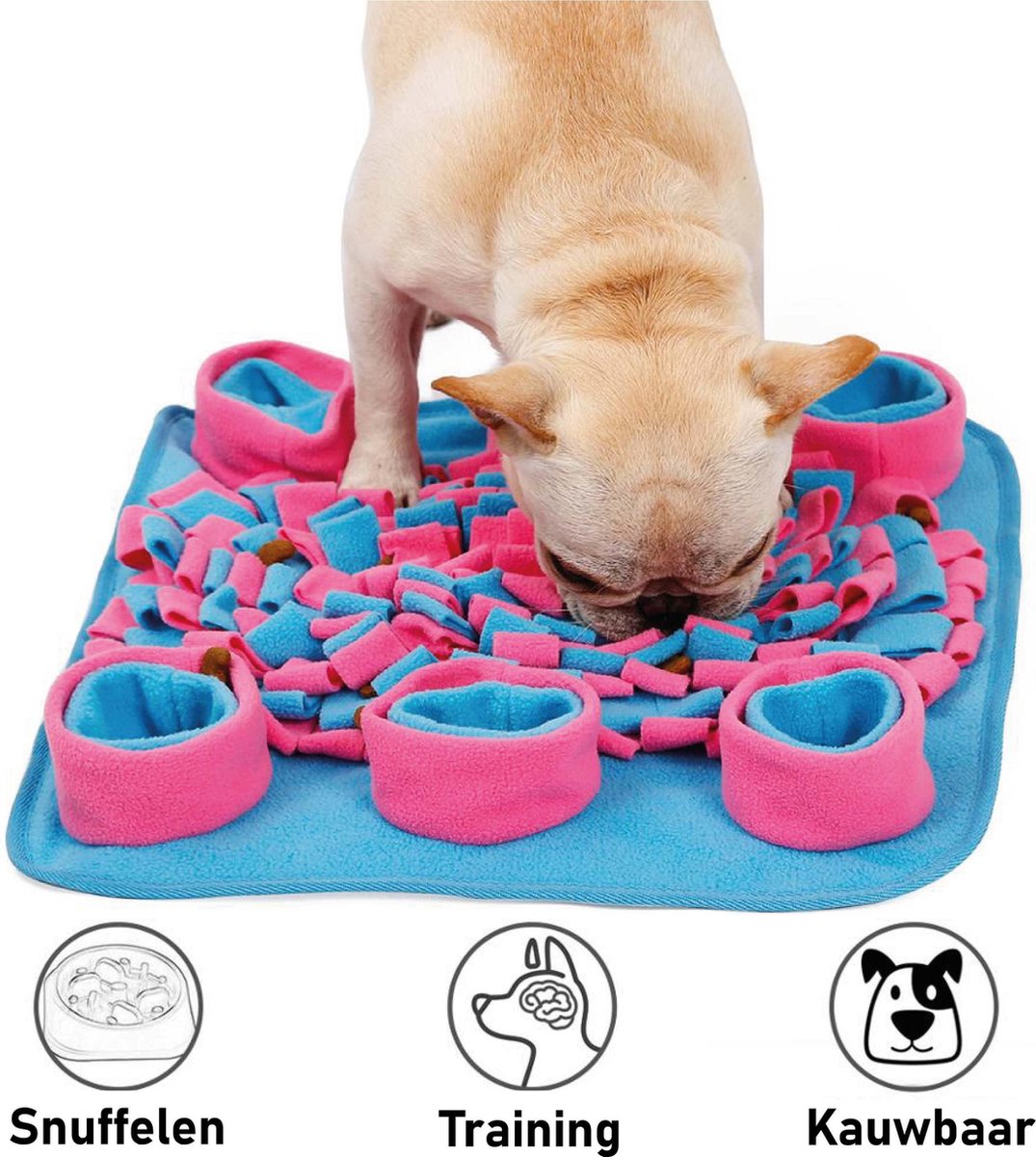 Snuffelmat Hond Kat Honden Speelgoed Puppy Speelgoed Katten Speeltjes - Snuffelmatten Voor Honden en Katten intelligentie - Hersenwerk - Speelmat - Konijnen - Training - Speeltjes - Trainingsmat - Anti-Schrok - Snuffelkleed - Roze / Blauw