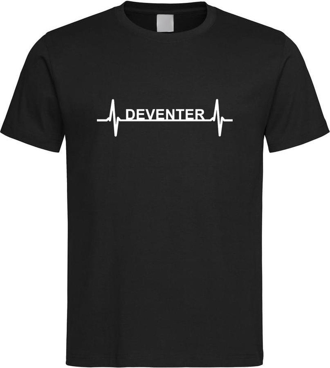Zwart T-Shirt met “ Deventer hartslag “ print Wit Size XXXXL
