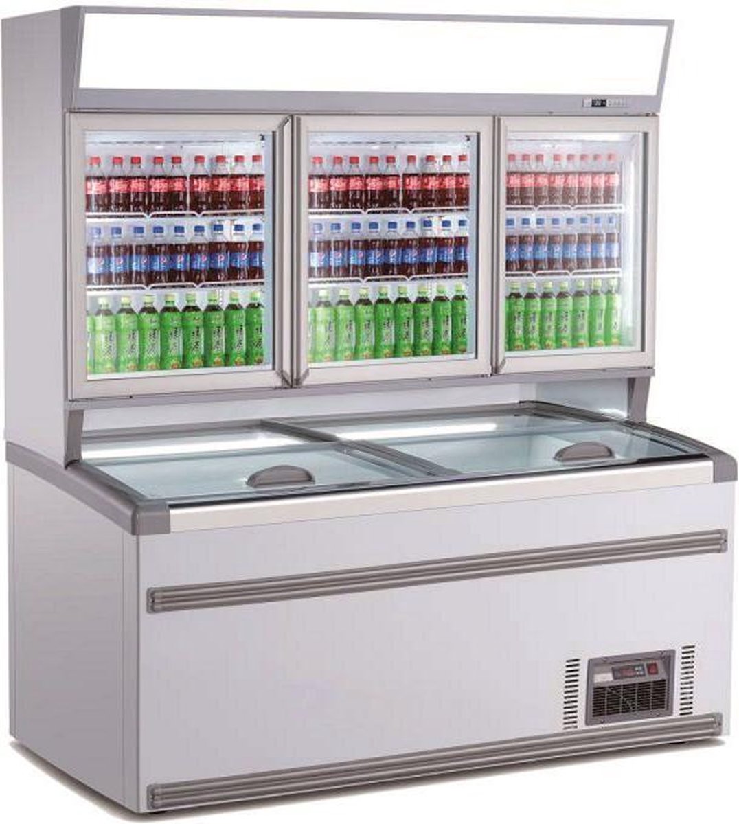 Professionele Combisteel Wandvrieskast wit | 3 Glasdeuren | 7455.2525 | Horeca