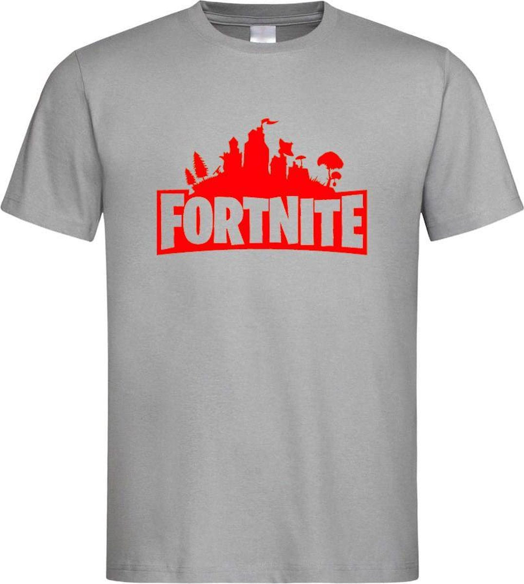 Grijs T shirt met Rood "Fortnite Battle Royal"  print size S