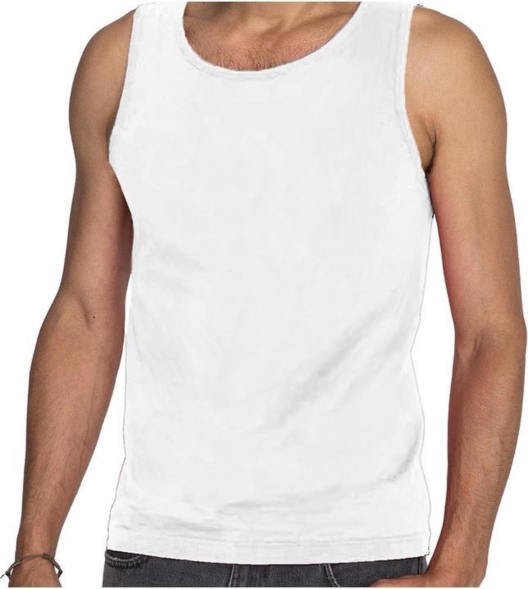 Set van 3x stuks witte tanktop / hemdje voor heren - Fruit of The Loom - katoen - mouwloos t-shirt / tanktops / singlet