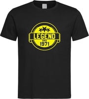 Zwart T-Shirt met “ Legend sinds 1971 “ print Geel  Size XXL