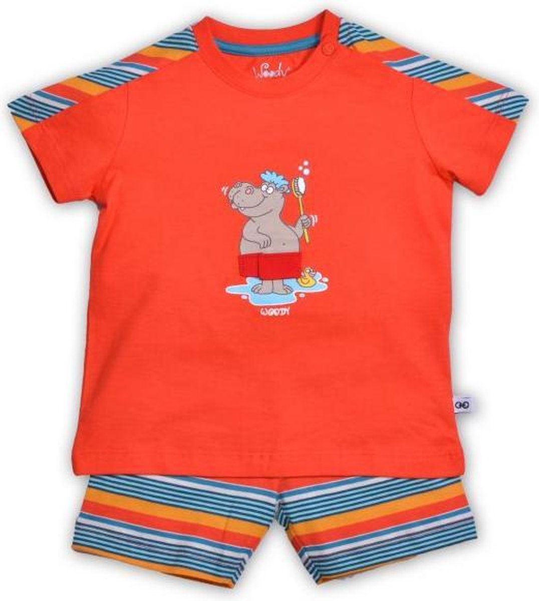 Woody - Unisex Pyjama - Grenadine Rood - Nijlpaard - 181-3-PUS-S/438 - Maat 56