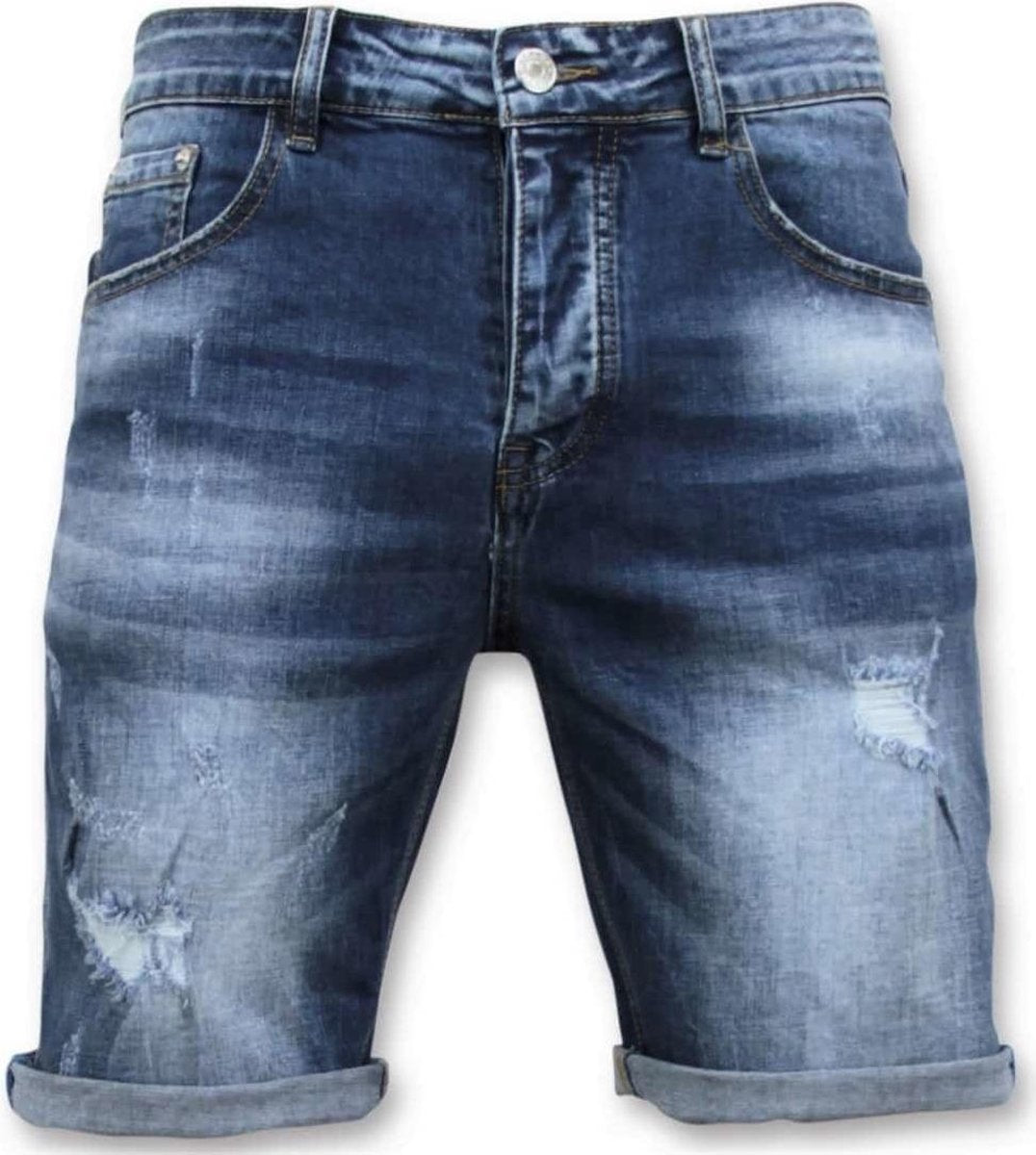 Enos Korte Broek Heren - Gescheurd Short - 9085 - Blauw - Maten: 36