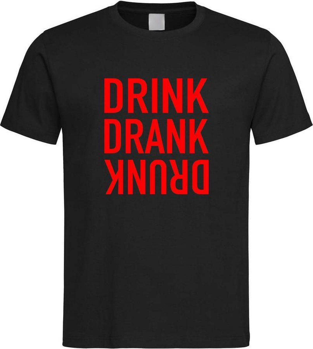 Zwarte Fun T-Shirt met “ Drink. Drank
