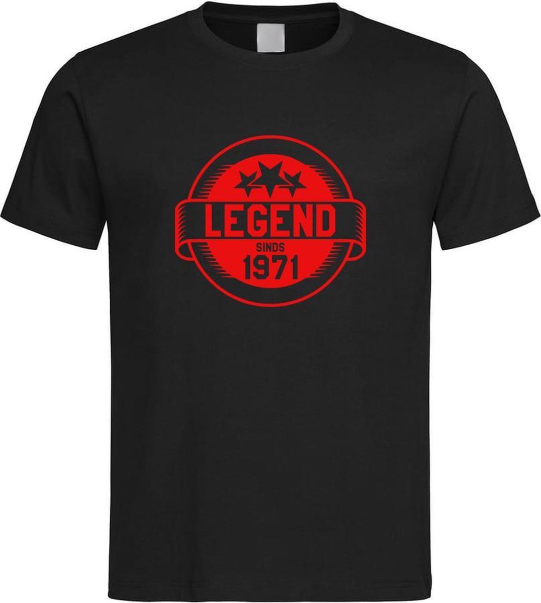 Zwart T-Shirt met “ Legend sinds 1971 “ print Rood  Size S