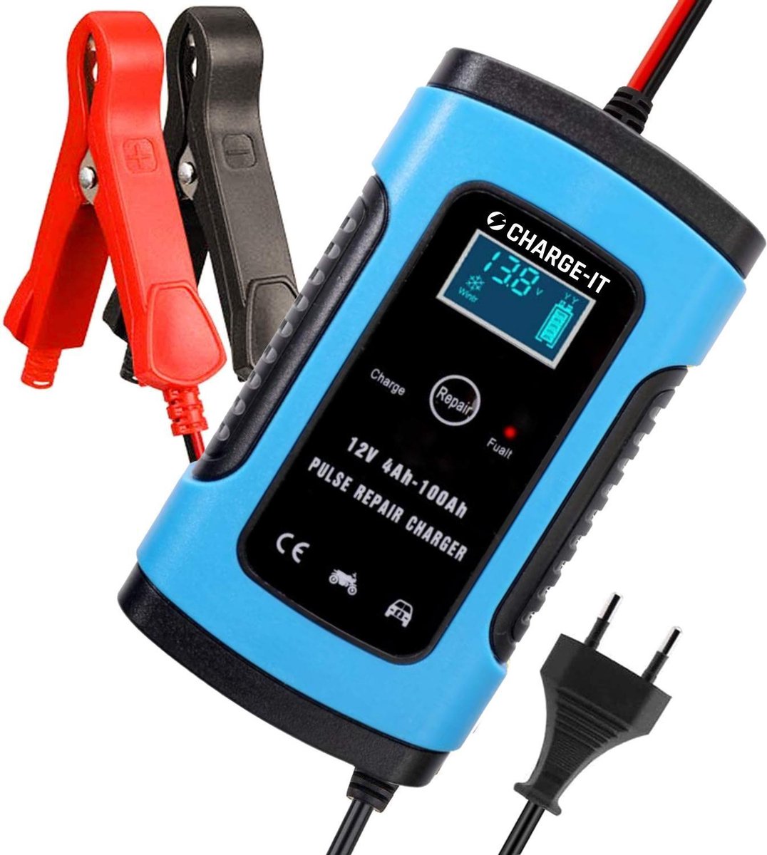 CHARGE-IT Acculader - Druppellader - Acculader voor Auto Motor Scooter Boot Camper - Reparatie Modus - 12V 6A - Media Evolution®