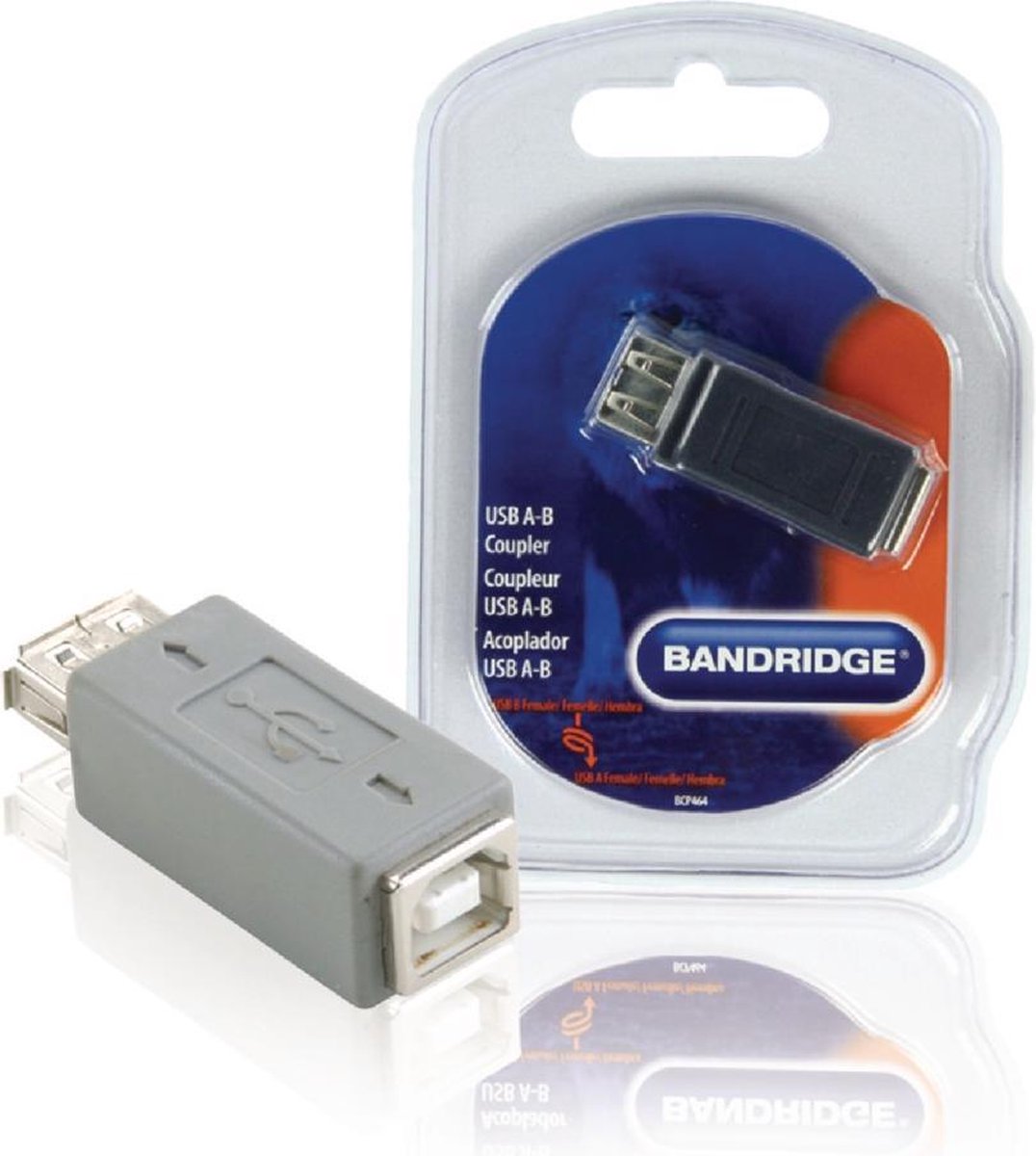 Bandridge - USB A-B Verloopstekker - Grijs