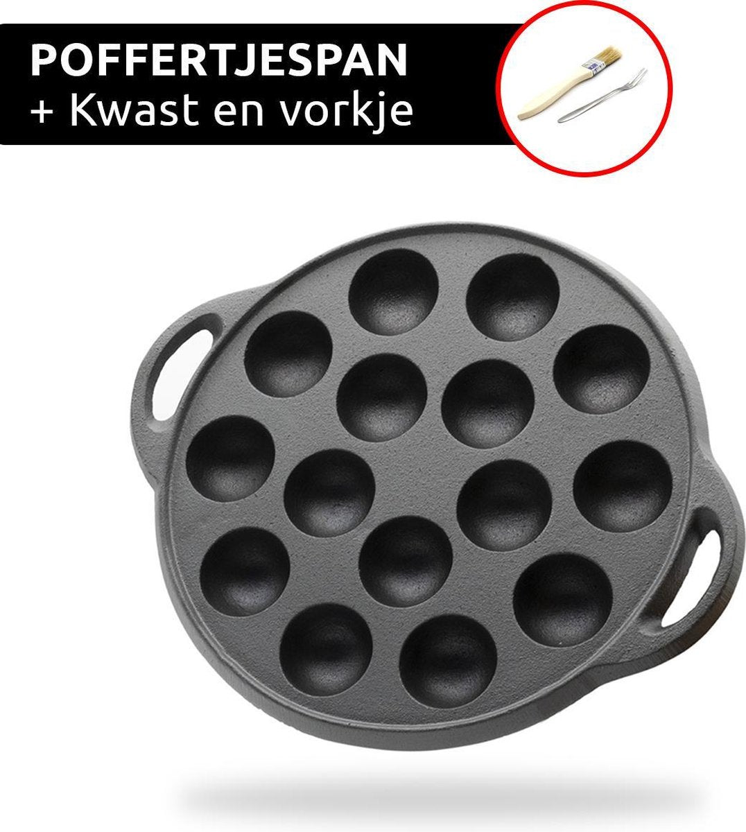 Poffertjespan - Inc. Gratis Kwast en Vork - Geschikt voor alle fornuizen - Poffertjesmaker - Poffertjespan inductie - Poffertjespan electrisch- Vaderdag Kados - Vader Cadeautjes - Vaderdag Tip