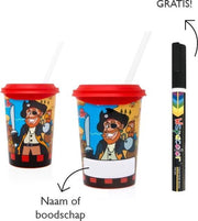 25 x Beschrijfbare party beker Piraten (350ml) - incl. deksel