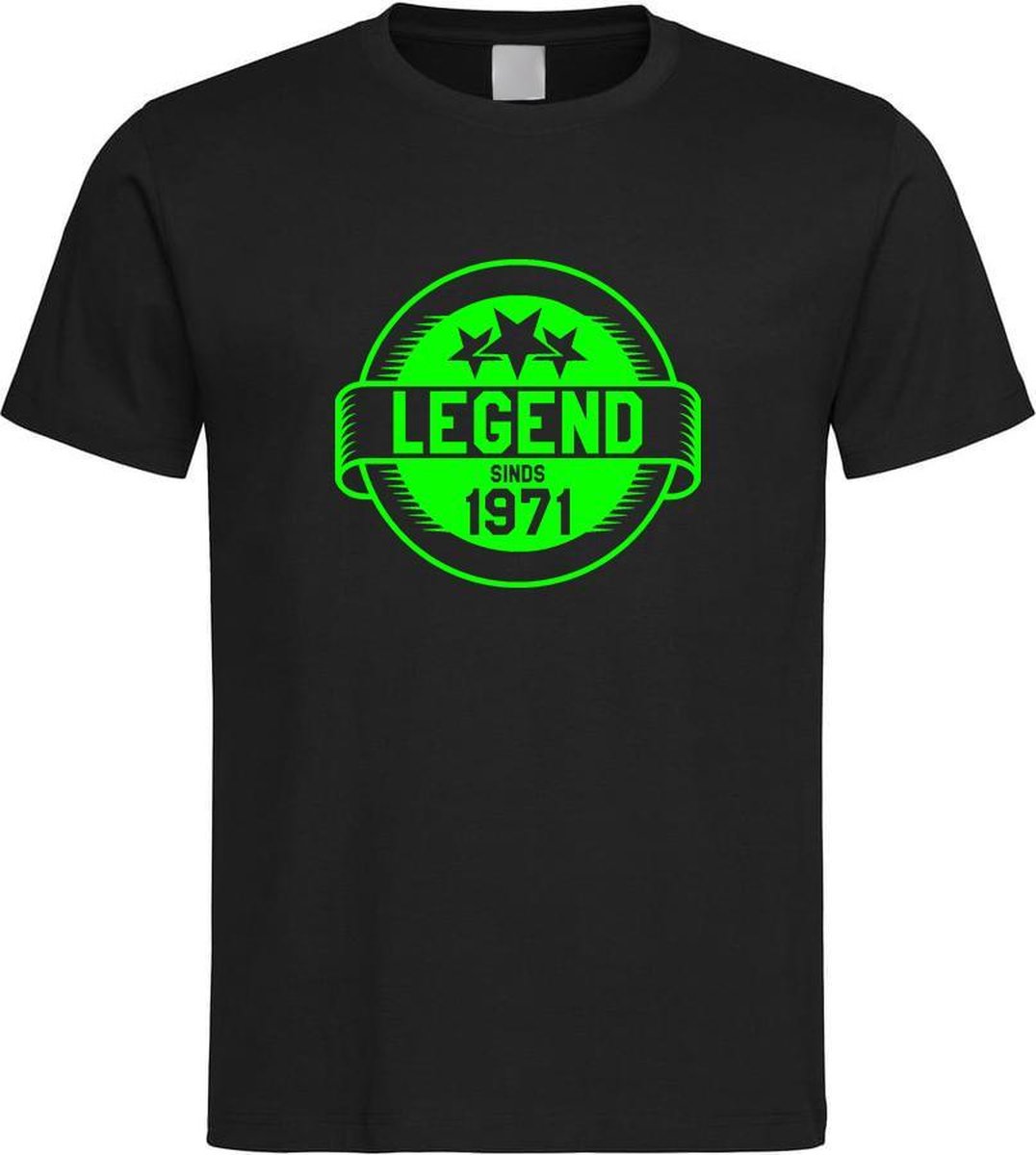 Zwart T-Shirt met “ Legend sinds 1971 “ print Groen  Size XXXL