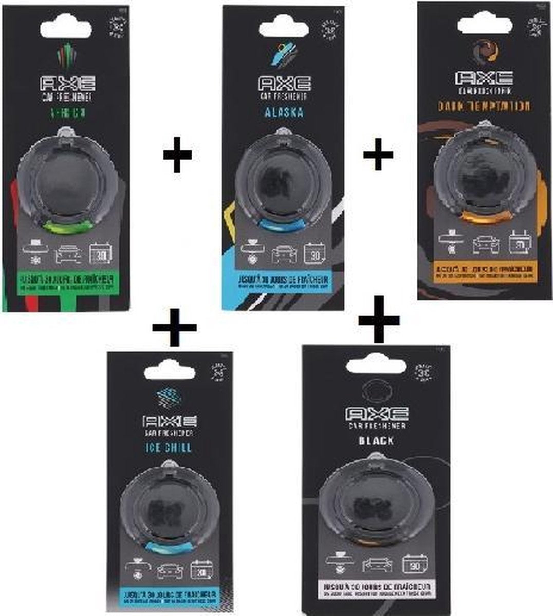 Axe Autoluchtverfisser 5 Flavours !! Promo Pack 5 geuren! - Carfreshner