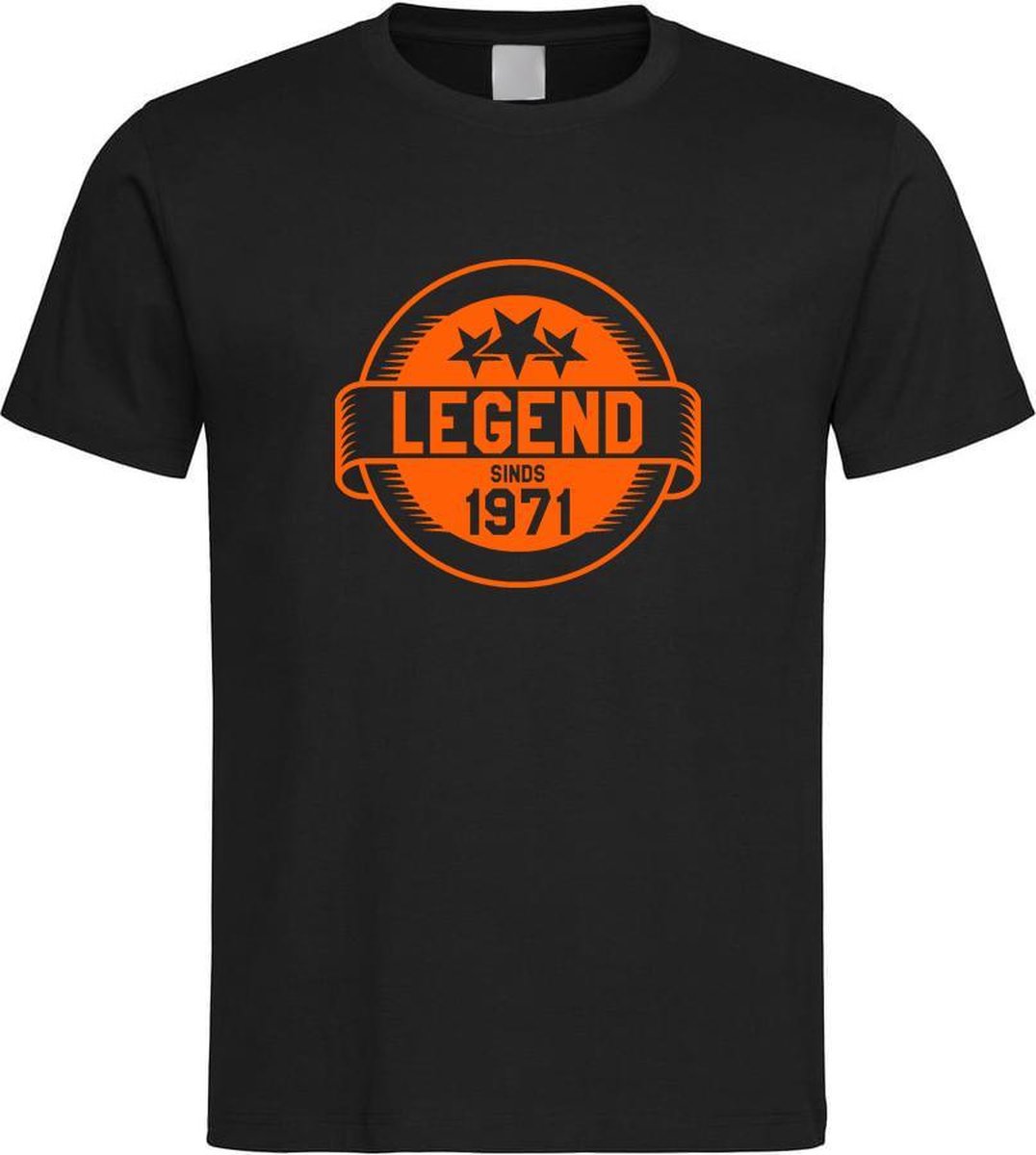 Zwart T-Shirt met “ Legend sinds 1971 “ print Oranje  Size L