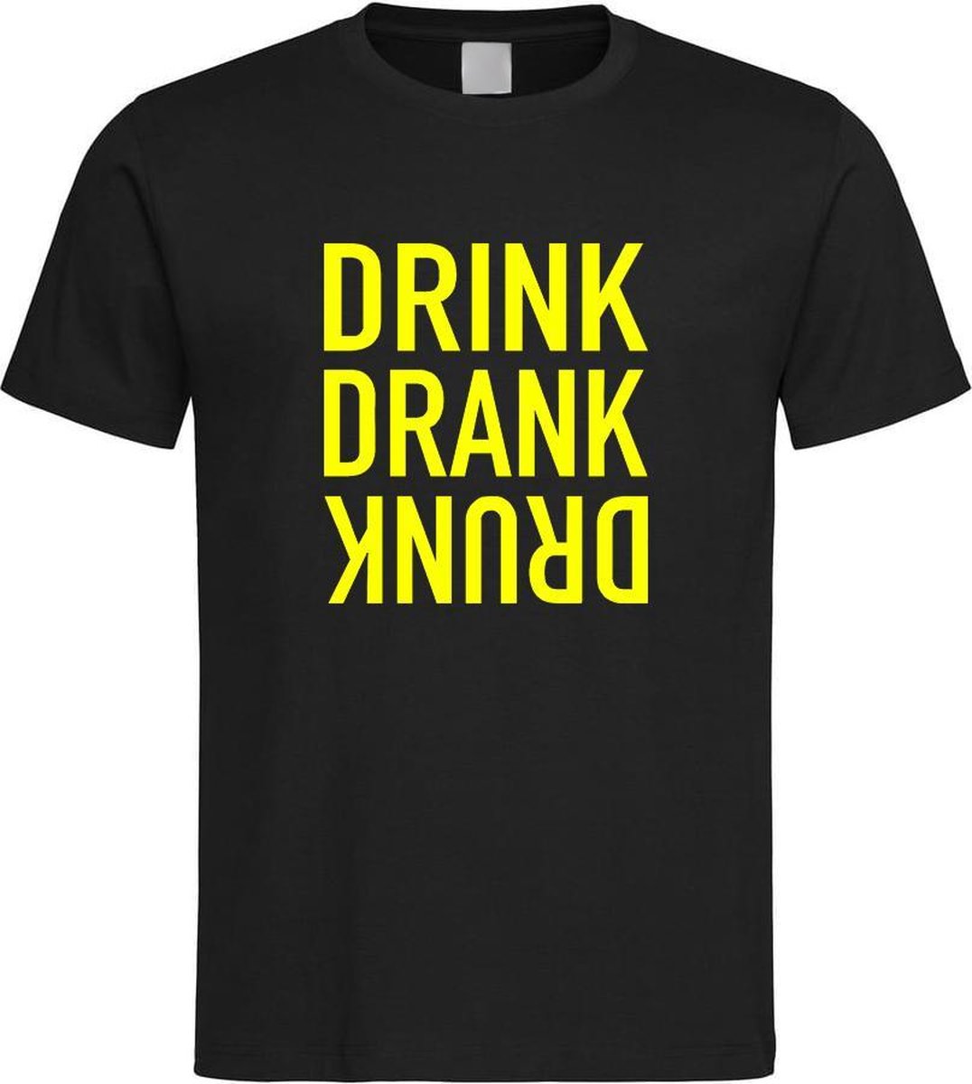 Zwarte Fun T-Shirt met “ Drink. Drank
