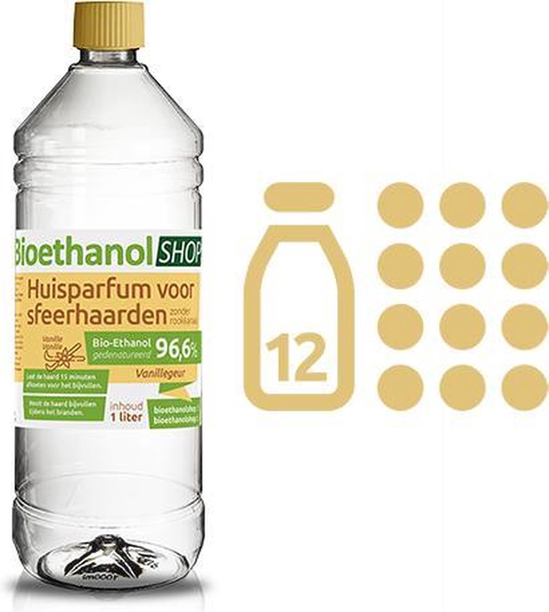 kieselgreen 12 Liter bioethanol Vanillegeur 96