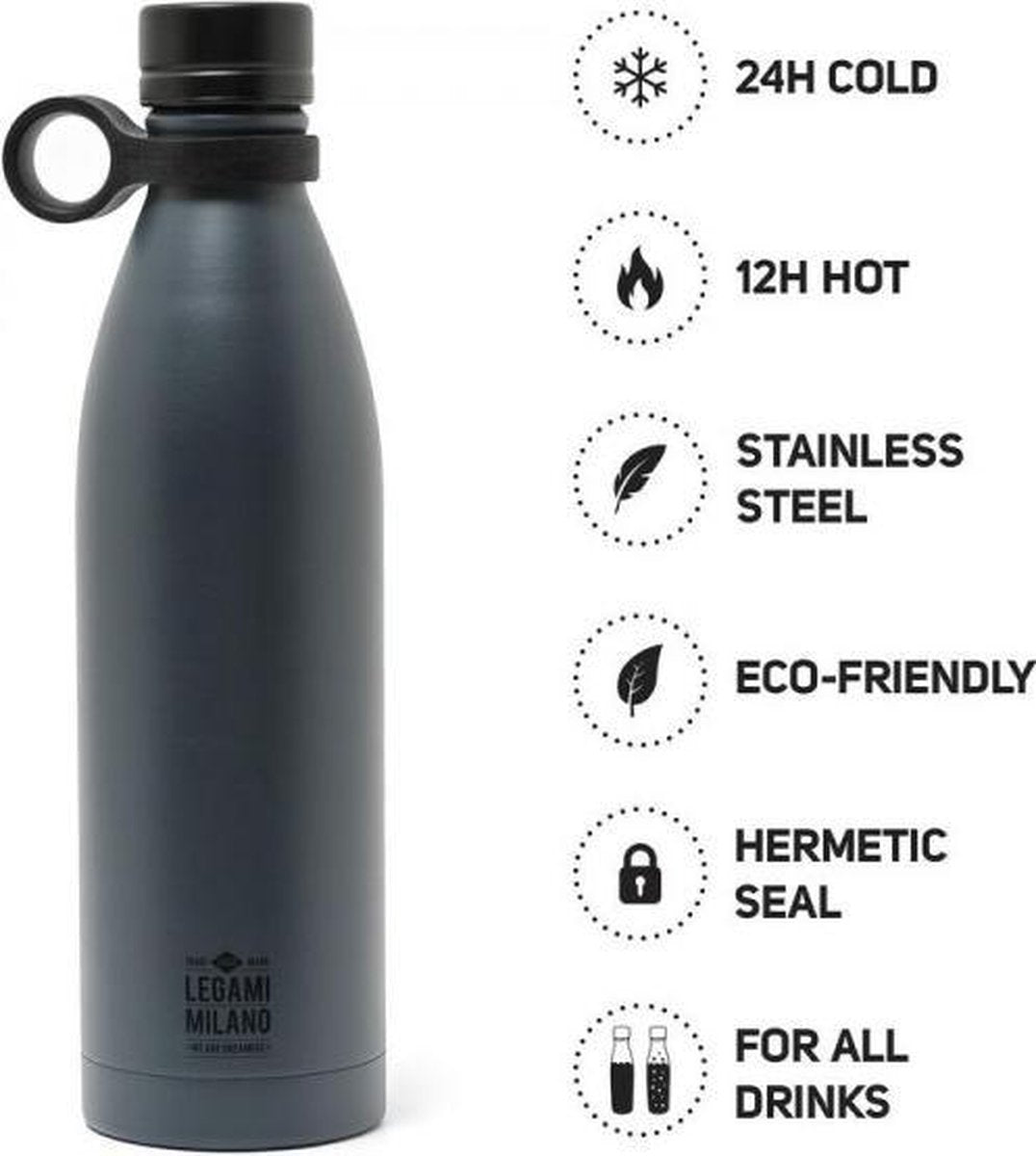 LEGAMI Thermosfles - Hot&Cold - 800ml - Black