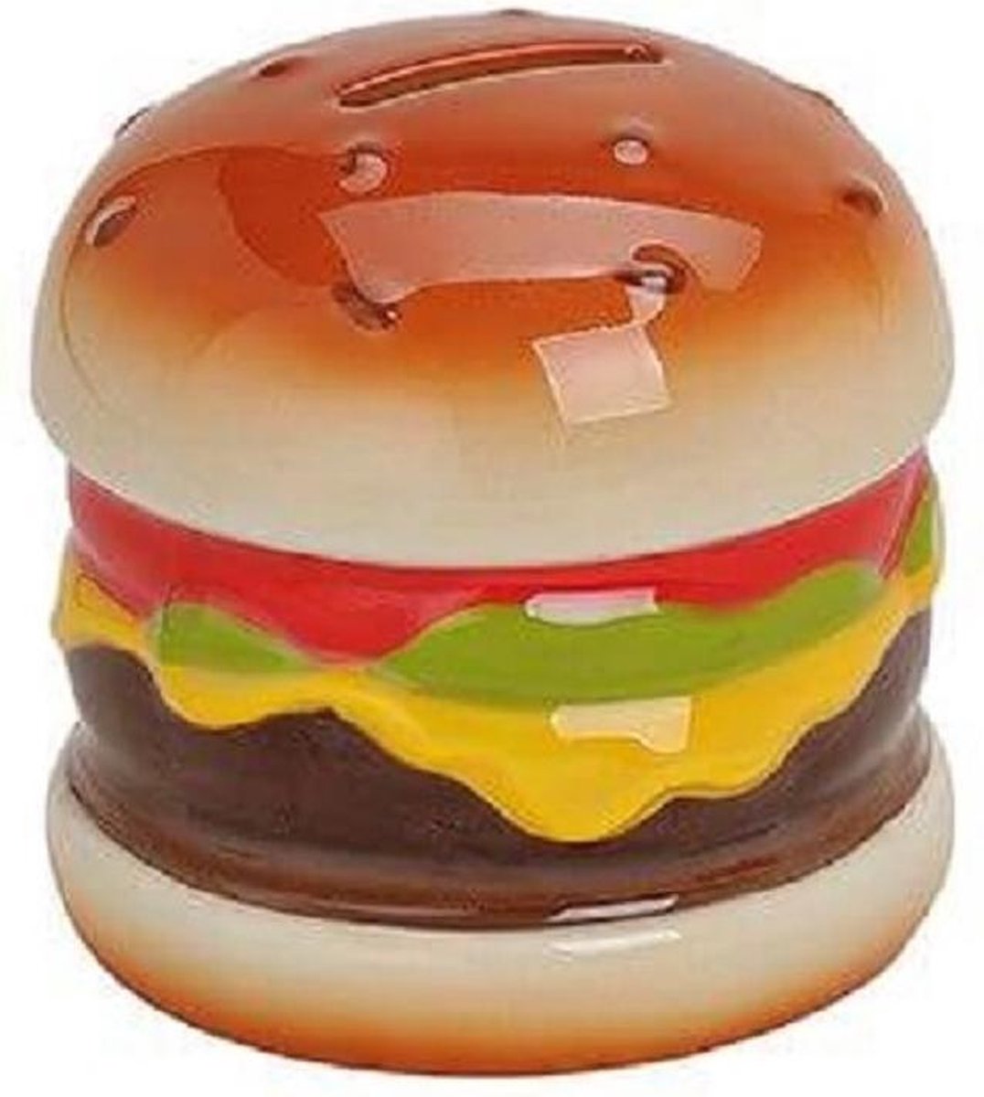 Spaarpot hamburger 10 x 9 x 9 cm - Hamburger cadeau spaarpotten - Geld sparen - Leren omgaan met geld