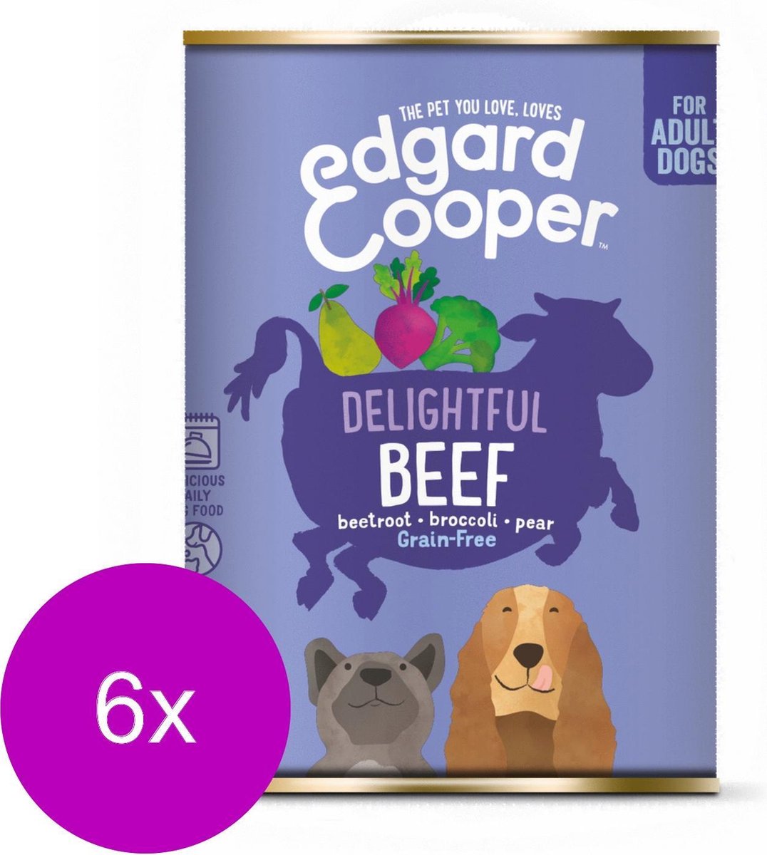 Edgard & Cooper Rund Blik - Voor volwassen honden - Hondenvoer - 6 x 400 g