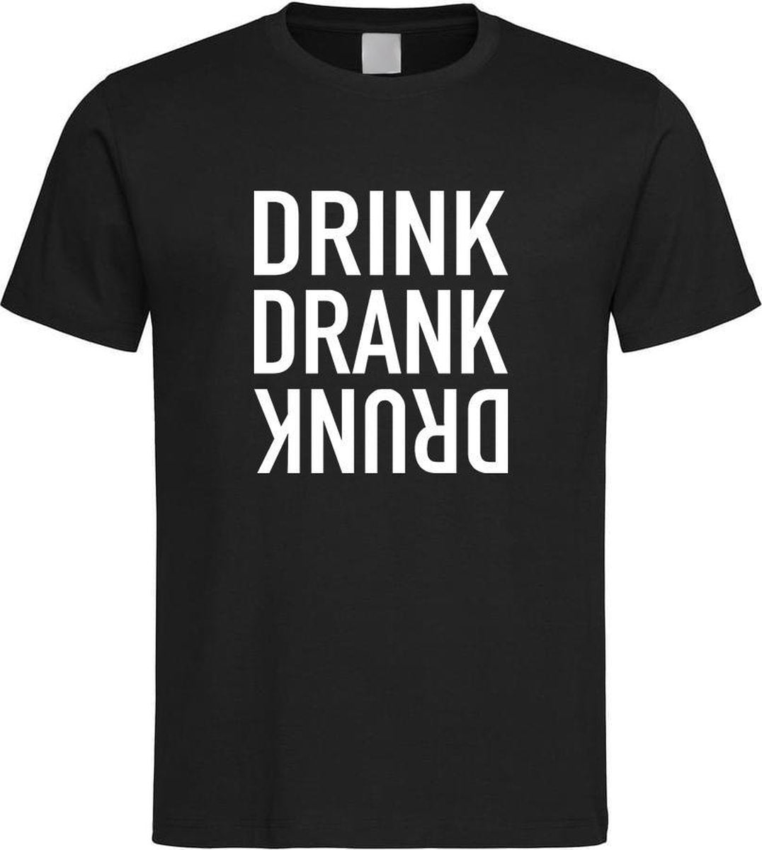 Zwarte Fun T-Shirt met “ Drink. Drank