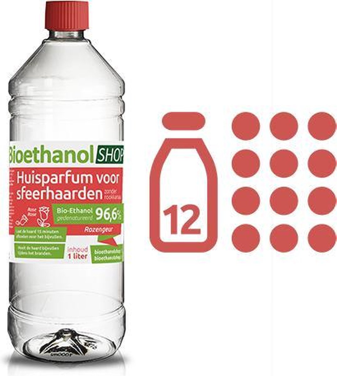 kieselgreen 12 Liter bioethanol Rozengeur 96
