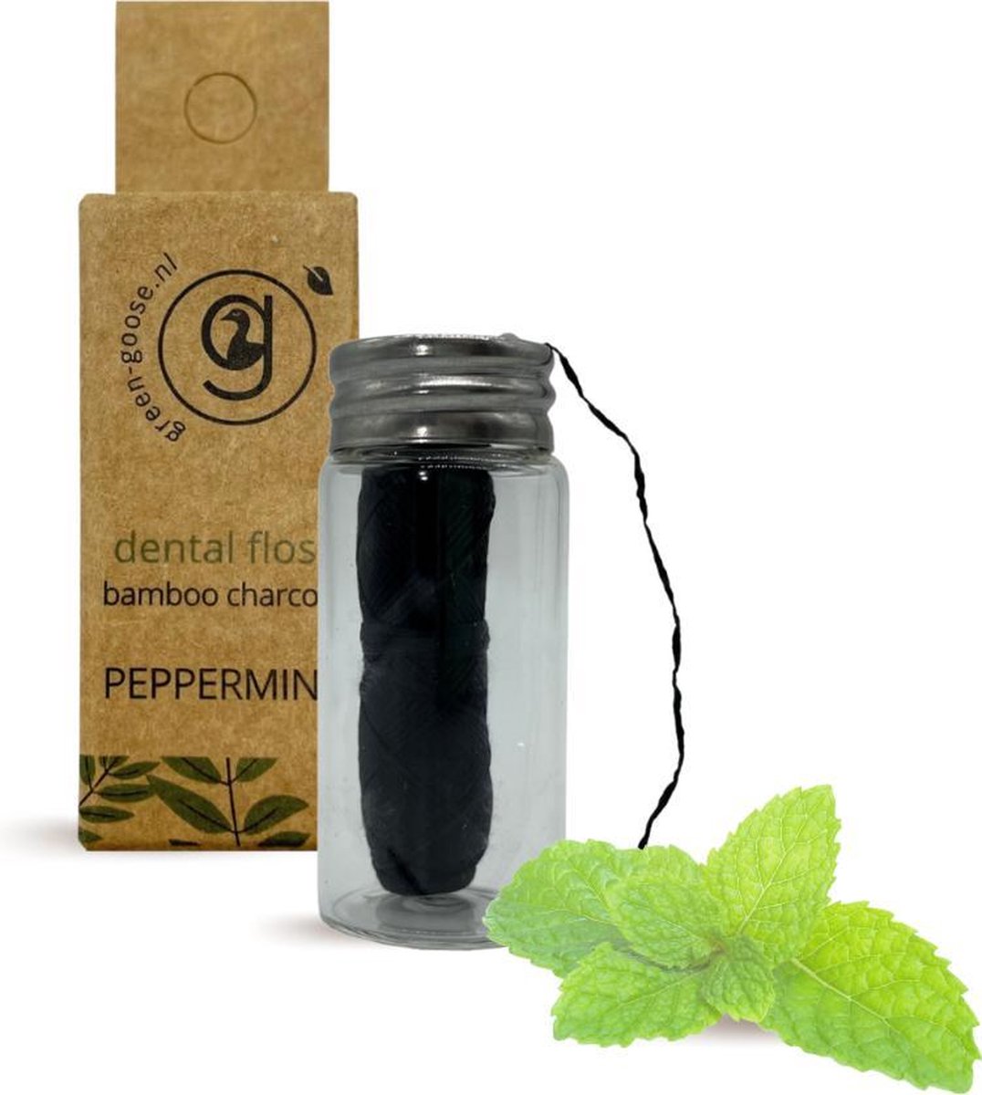 green-goose® Natuurlijk Dental Floss | Houtskool Flosdraad | Biologisch Afbreekbaar | Geen Plastic | Hervulbaar | Volwassenen
