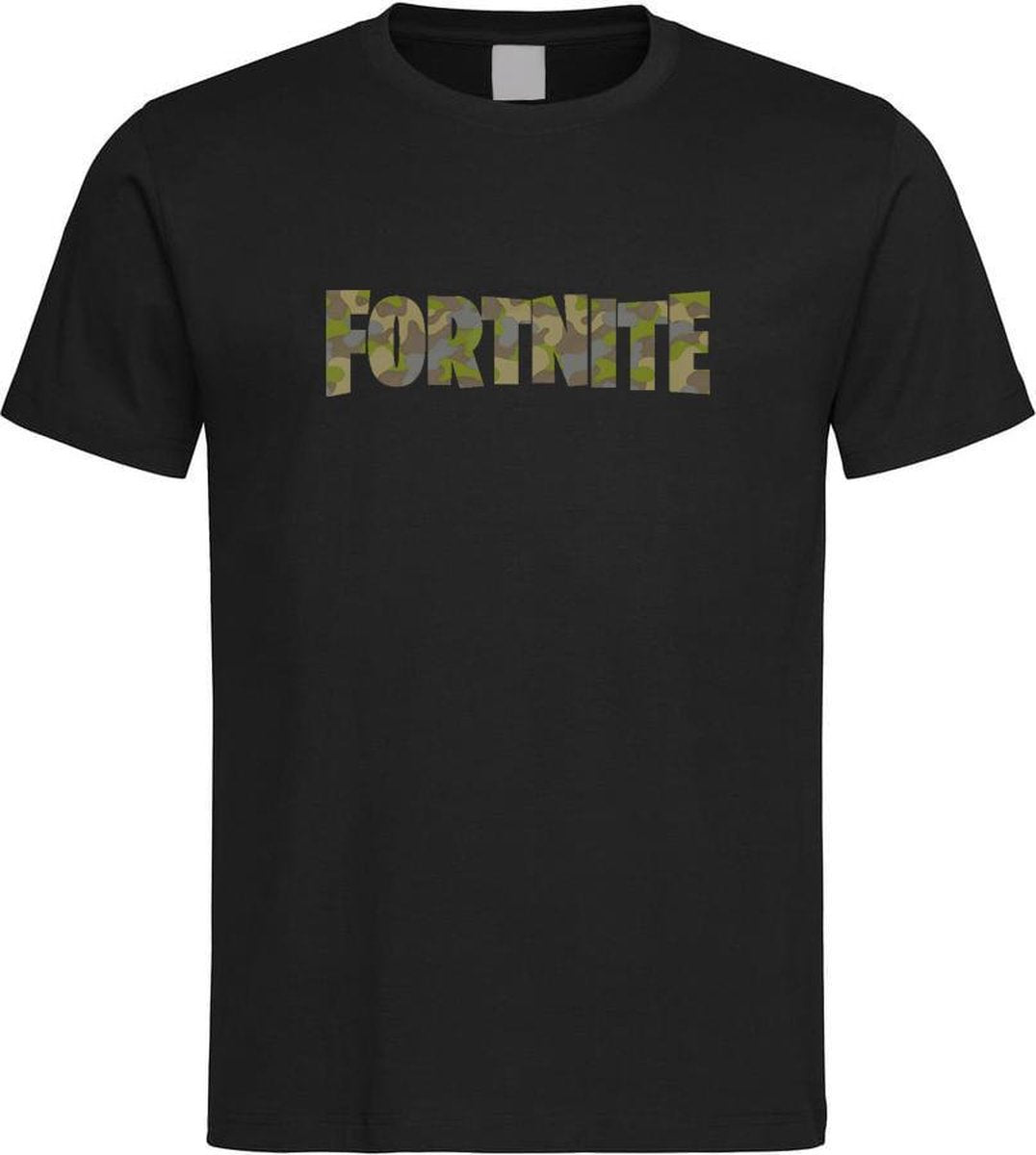 Zwart T shirt met Stoer Camo "Fortnite" print size XL