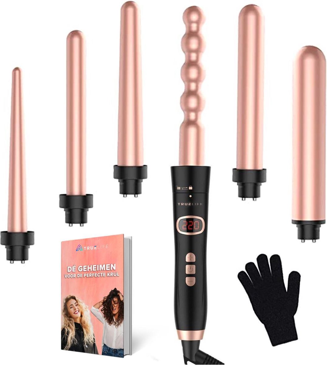 TrueLife 6 in 1 Krultang  – 6 Keramische Opzetstukken - 13 t/m 32 mm