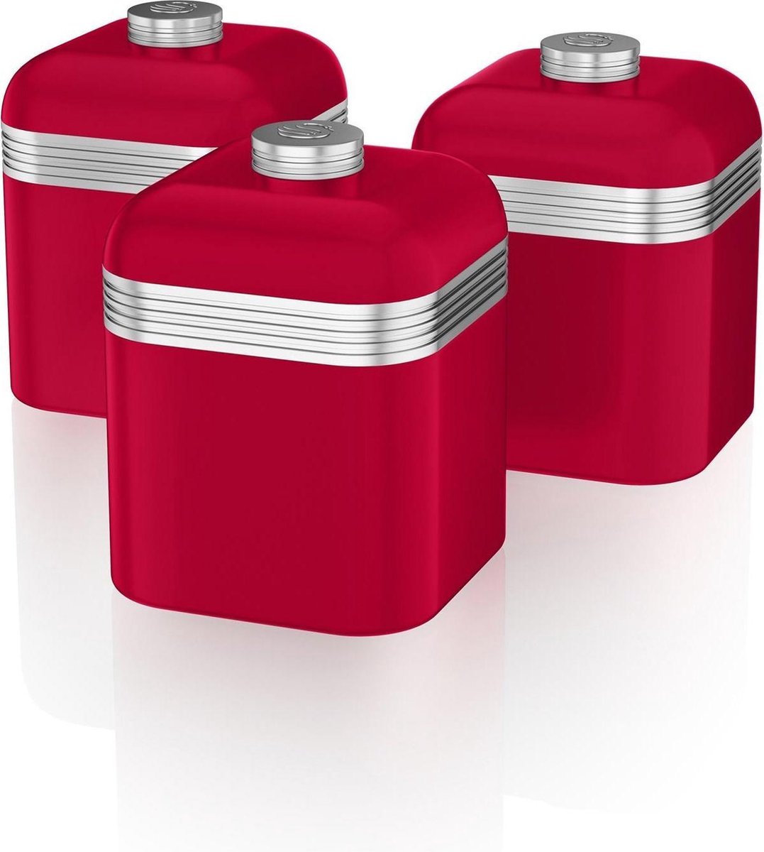 Swan SWKA1020RN Retro Opbergblikken Set van 3 Rood