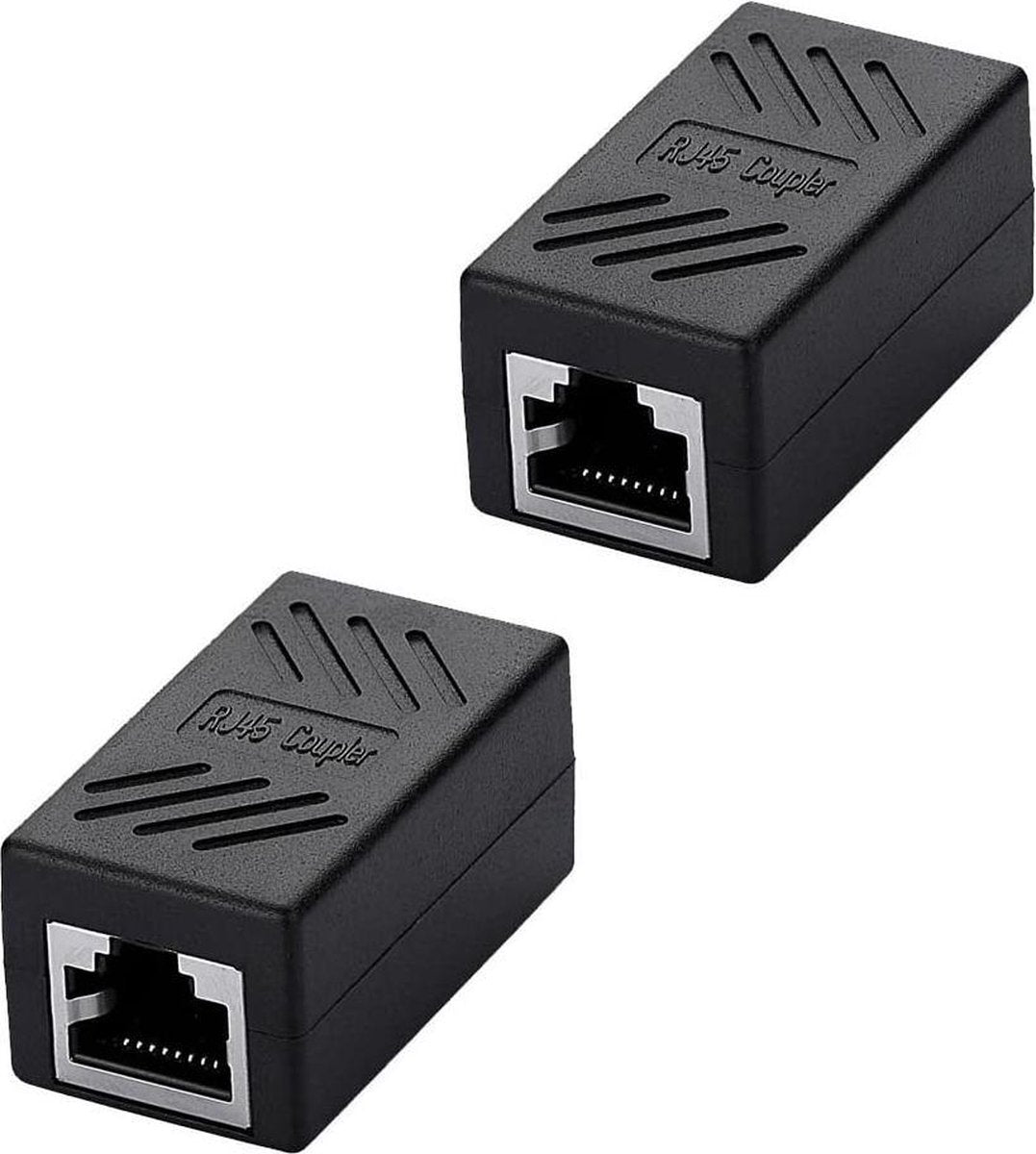 Garpex® Set van 2 UTP Netwerk Lan Kabel Connecter - RJ45 Koppelstuk Verlengstuk - Zwart