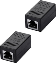 Garpex® Set van 2 UTP Netwerk Lan Kabel Connecter - RJ45 Koppelstuk Verlengstuk - Zwart