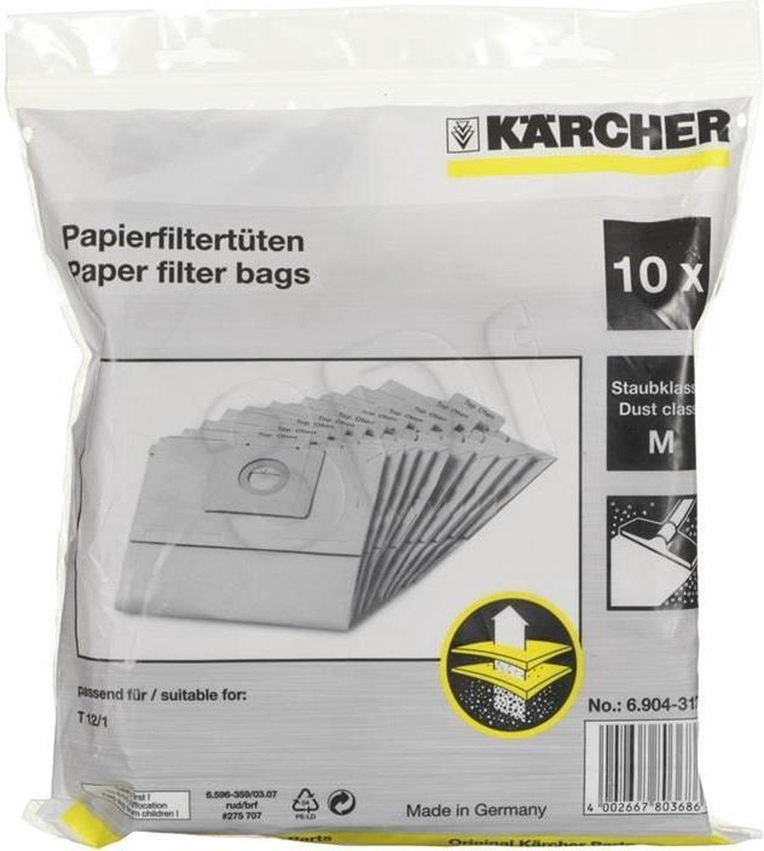 Karcher stofzuigzakken origineel - 10st - stofzakken stofzuigerzakken voor oa. T12/1