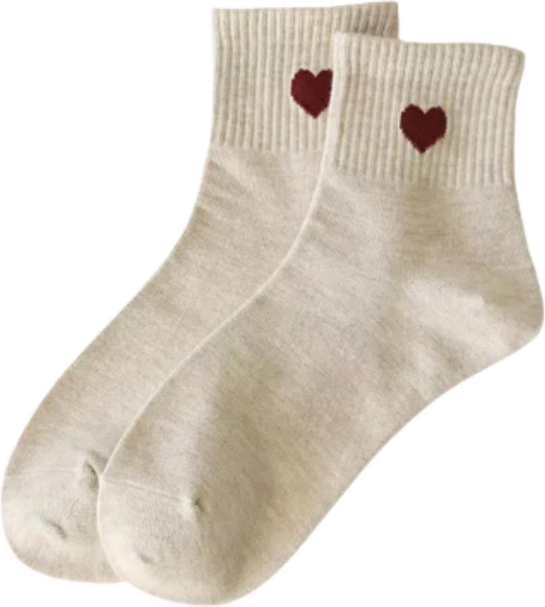 Sokken Beige Hartje Dames Liefde Love Sneakersokken Zomer Sokjes