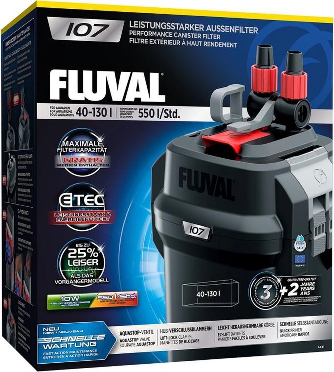 Fluval buitenfilter 550 l/uur 40-130 liter