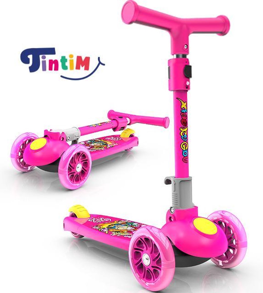 Kinderstep 3 wielen met superleuke print / Led wielen/ meisjes