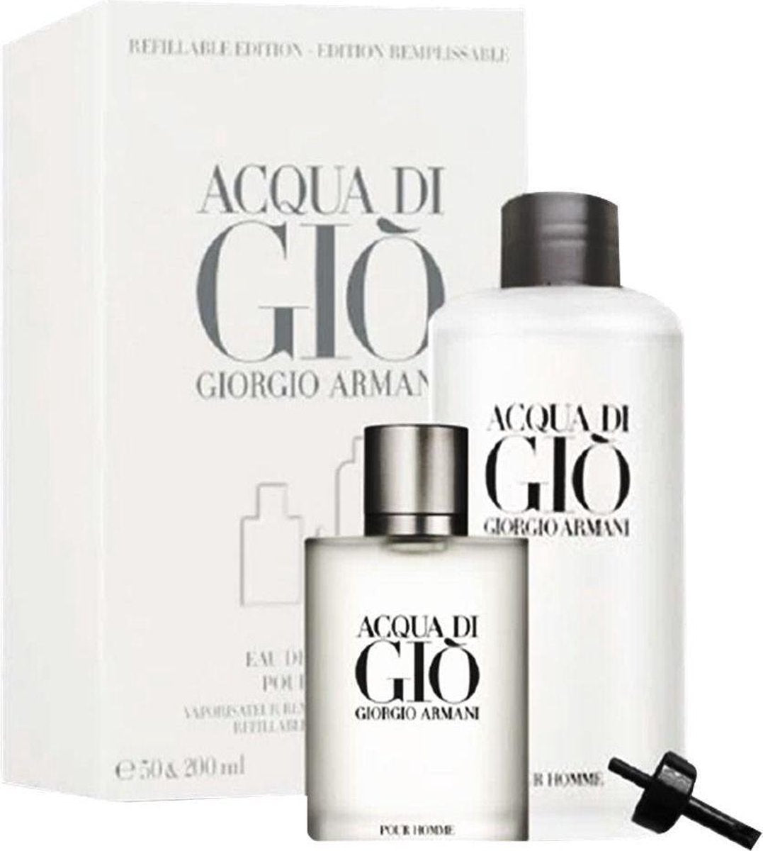 Armani Acqua di Gio Giftset - 50 ml refillable eau de toilette spray + 200 ml refill eau de toilette - navulbare cadeauset voor heren
