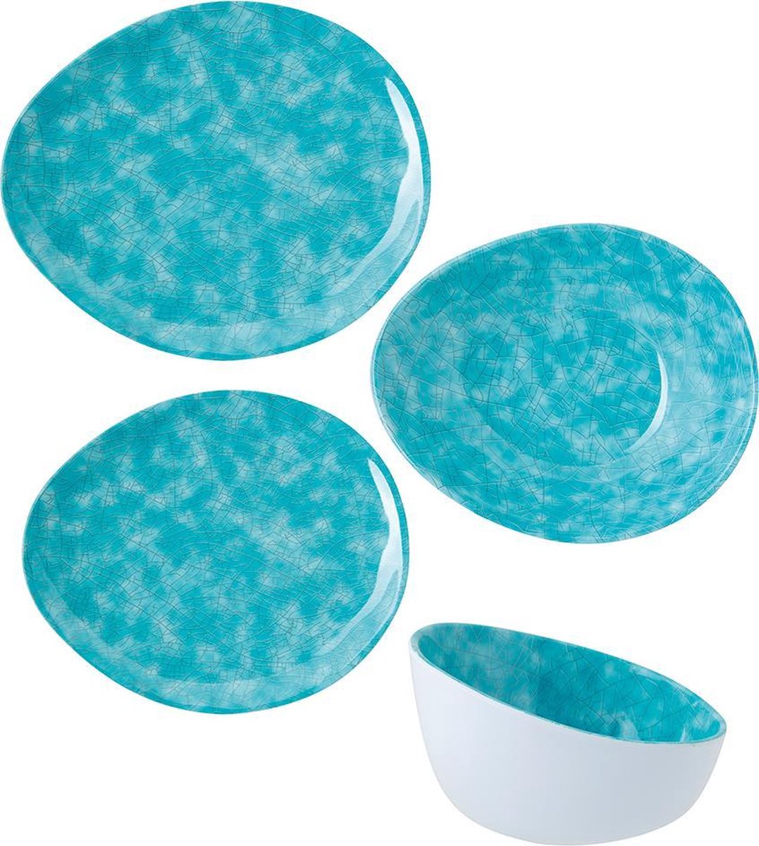 Cosy & Trendy Streetfood go azzurro - serviesset 6 persoons - 24 delig campingservies - met Table Style zomers droogbloemen boeket