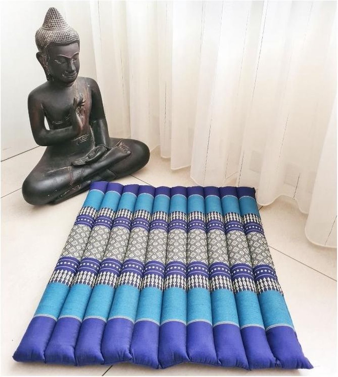 Meditatiemat – Yogamat – meditatiemat vierkant - Vierkant matje – Thais matje – 50x50x4 cm - Blauw