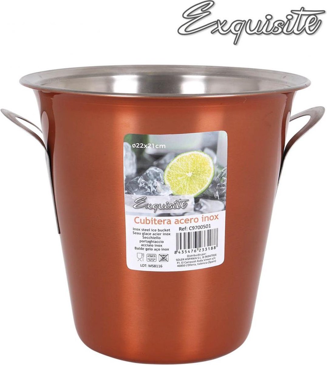 Exquisite Wijn- of Champagnekoeler - RVS – Koperkleurig