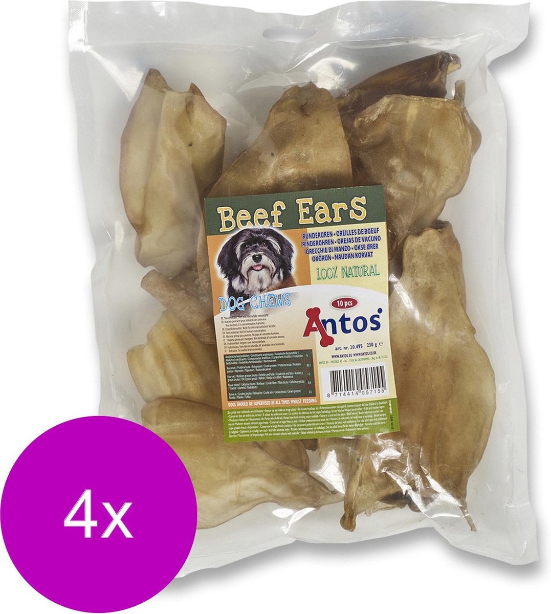 Antos Runderoor - Hondensnacks - 4 x Rund 275 g 10 stuks