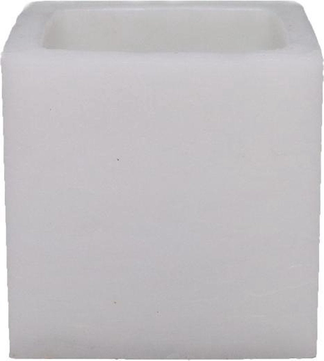 Vierkantvormige witte wax windlicht 90/90/90 (incl. een theelicht)