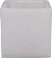 Vierkantvormige witte wax windlicht 90/90/90 (incl. een theelicht)