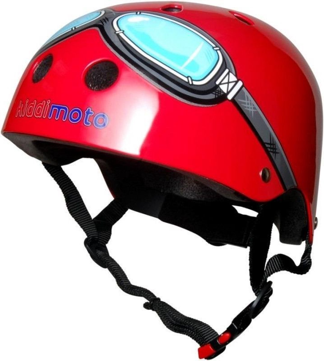 Kiddimoto - Rode Bril - Small - Geschikt voor 2-6jarige of hoofdomtrek van 48 tot 52 cm - Kinderhelm - Skatehelm - Fietshelm
