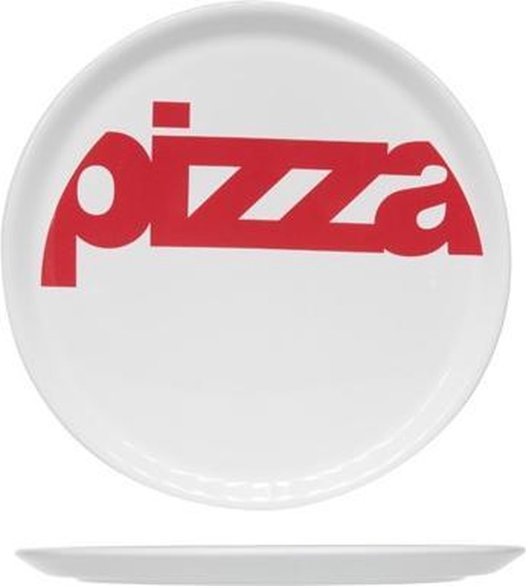 Pizzabord Ø29cm - wit - rode tekst pizza