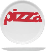 Pizzabord Ø29cm - wit - rode tekst pizza