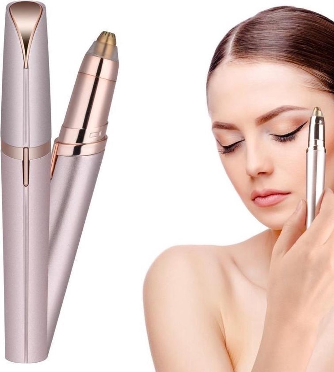 Wenkbrauw Trimmer - Elektrische Precisietrimmer met LED-lampje (USB) - Rosé Goud
