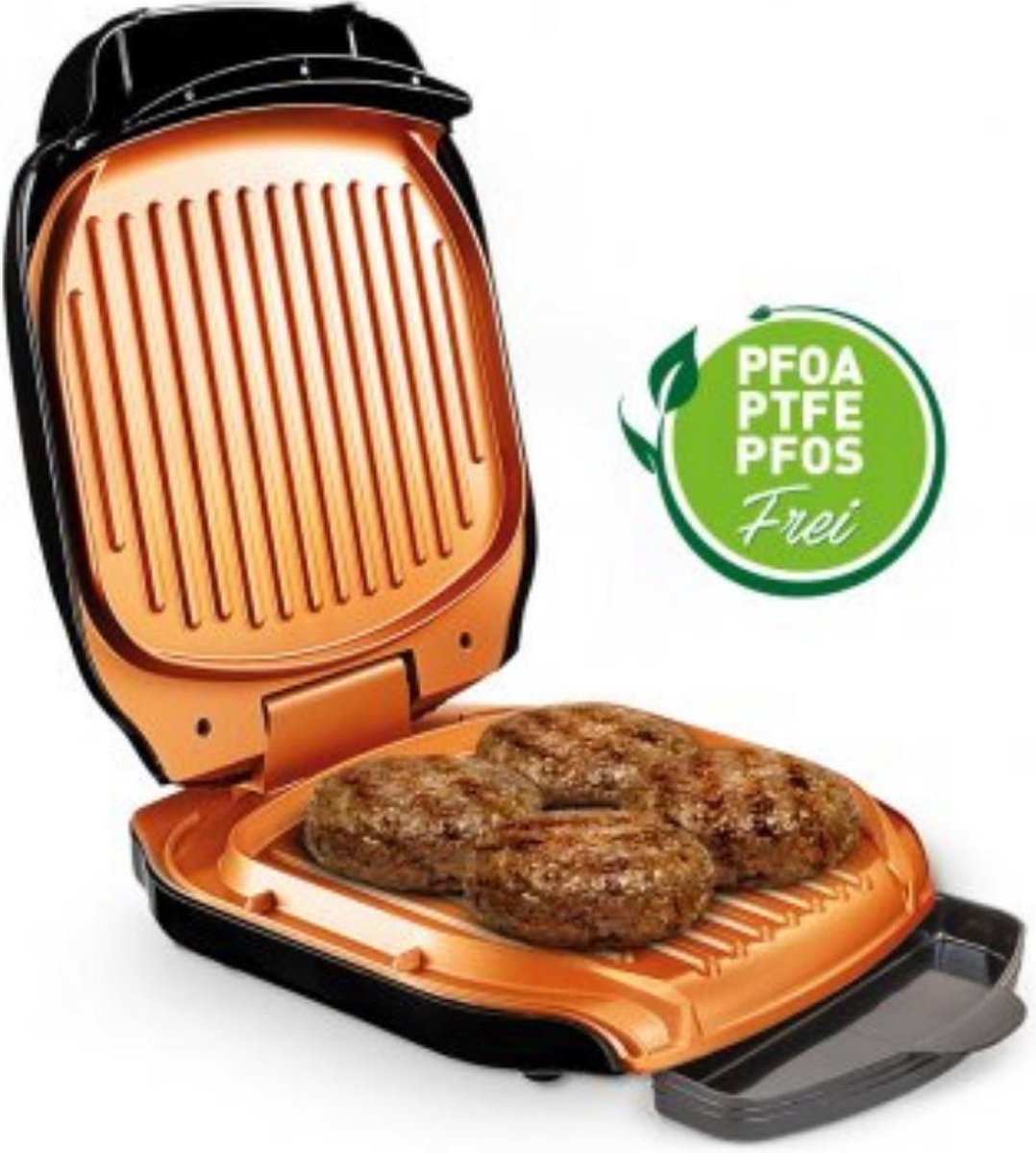 Contactgrill - Livington - Voor Vetarm Grillen – Elektrische Grill - Compact - Keramische Coating - Vetafvoer - Praktisch En Gezond - Afmetingen Afmetingen B 24 X H 10